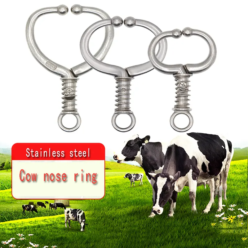 Cattle Nose Rings Stainless Steel Cattle Nose Clamp Bull Cow Spring Nose Farm Animal Supplies Cattle Nose Rings