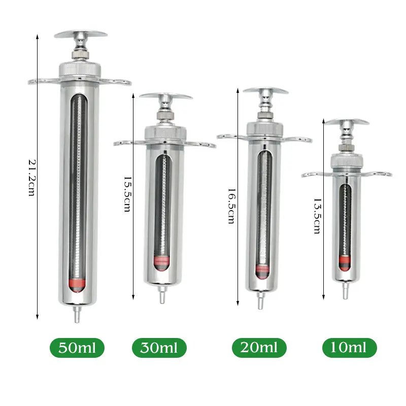 Stainless Steel Syringe Hypodermic Veterinary Animal Syringe for Pig Cattle Sheep Injector Vet Tools Farm Supplies