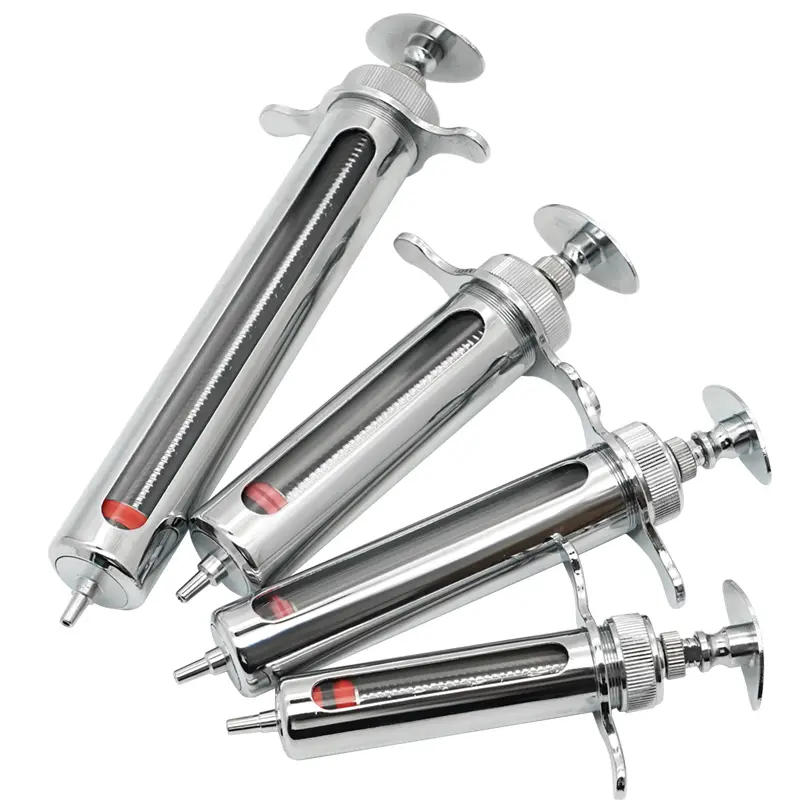 Stainless Steel Syringe Hypodermic Veterinary Animal Syringe for Pig Cattle Sheep Injector Vet Tools Farm Supplies