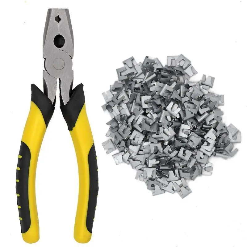 Pet Cage Installation Plier with 600Pcs Cage Fixing Buckle Poultry Cage Fastening Clamp Multi Functional Assembly Hardware Tools