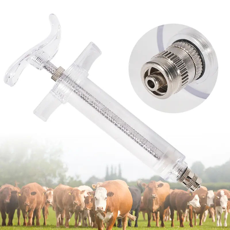 10/20/30/50ml Transparent Syringes Adjustable Dose with 10pcs 304 Stainless Steel Needle Farm Livestock Animal Dispensing Tools