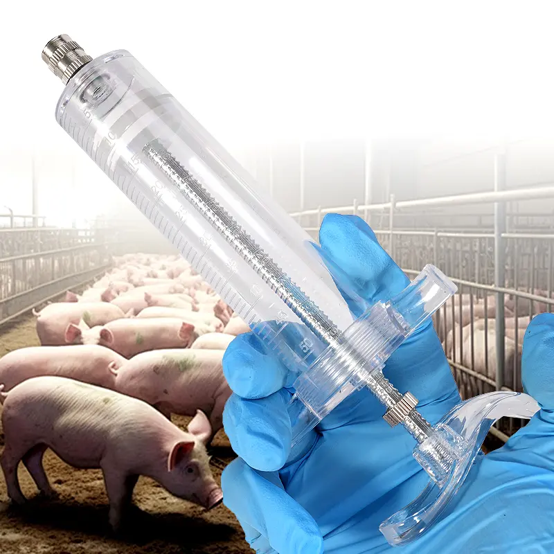 10/20/30/50ml Transparent Syringes Adjustable Dose with 10pcs 304 Stainless Steel Needle Farm Livestock Animal Dispensing Tools