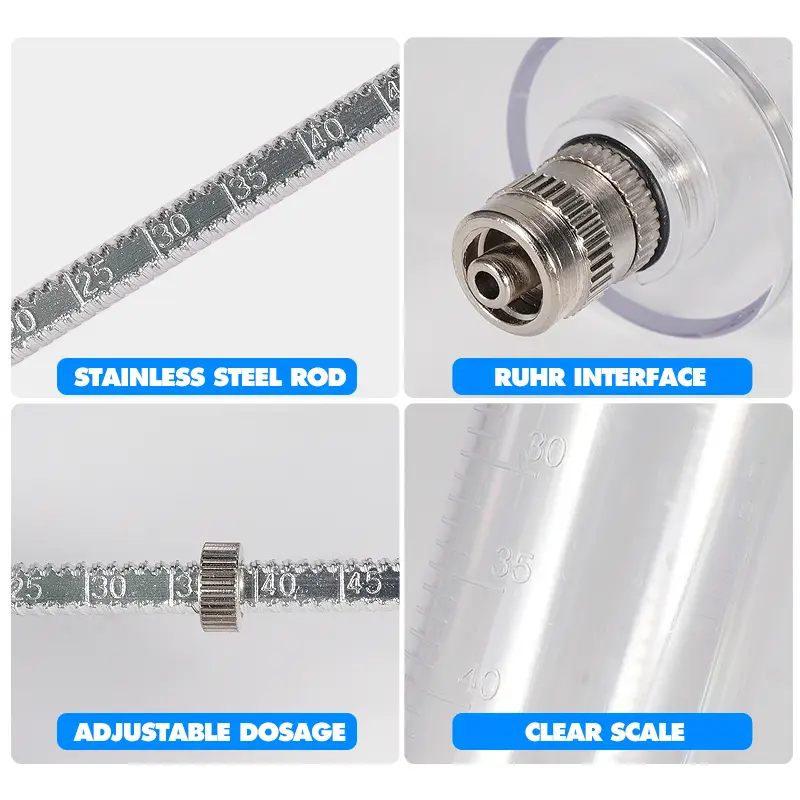 10/20/30/50ml Transparent Syringes Adjustable Dose with 10pcs 304 Stainless Steel Needle Farm Livestock Animal Dispensing Tools