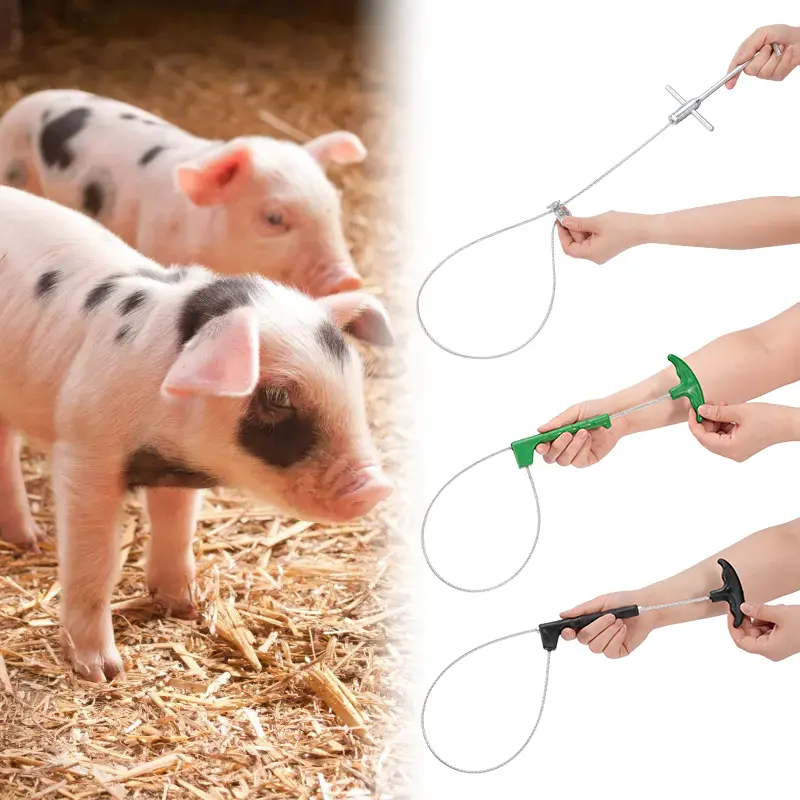 3 Types Stainless Steel Animals Pig Catcher Pole Wire Rope Animal Catch Pole Stretchable Handle Fixed Steel Rope for Sows