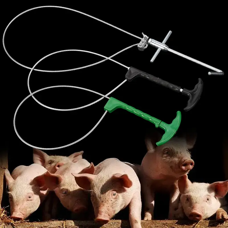 3 Types Stainless Steel Animals Pig Catcher Pole Wire Rope Animal Catch Pole Stretchable Handle Fixed Steel Rope for Sows