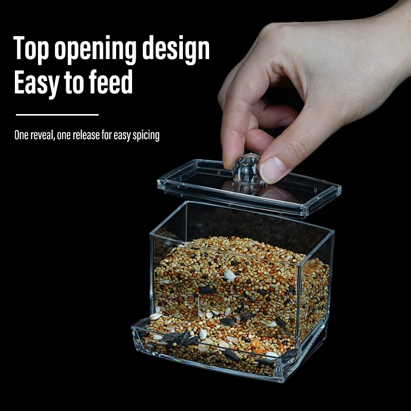 2Pcs Acrylic Automatic Bird Feeders Chicken Feeding Trough Bird Feeders Parrot Feeder Food Container Cage Automatic Food Feeder