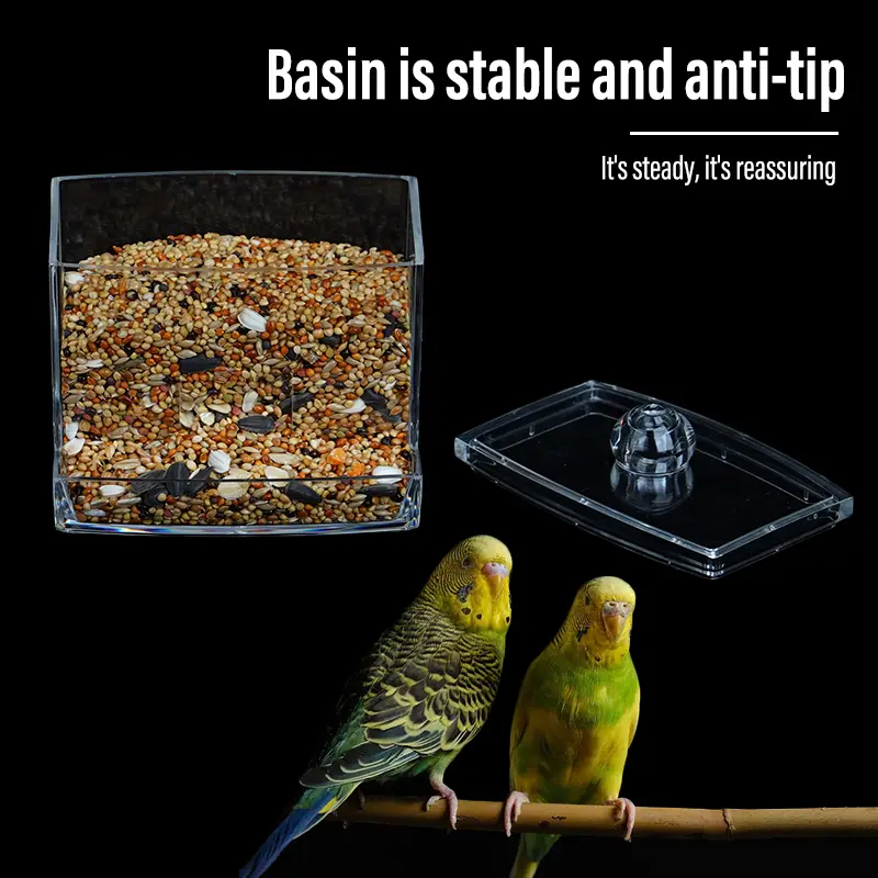 2Pcs Acrylic Automatic Bird Feeders Chicken Feeding Trough Bird Feeders Parrot Feeder Food Container Cage Automatic Food Feeder