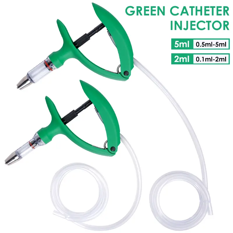 2Ml/5Ml Animal Catheter Syringe Continuous Syringe Veterinary Injector Chicken Sheep Vaccine Device with 10pcs Needle Farm Tool