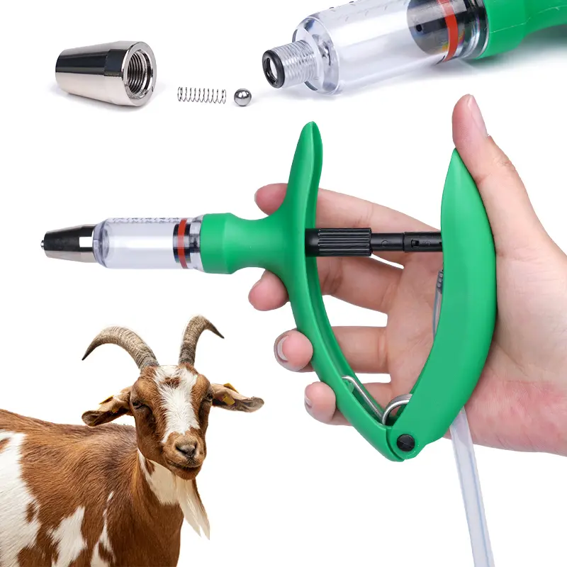 2Ml/5Ml Animal Catheter Syringe Continuous Syringe Veterinary Injector Chicken Sheep Vaccine Device with 10pcs Needle Farm Tool