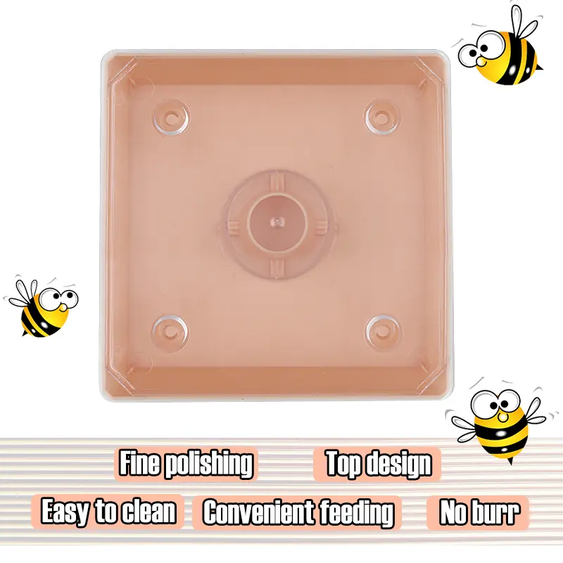 European Style Square Bee Feeder Waterer Around 2 Litres Capacity Plastic Beekeeping Feeder with Transparent Cover for Apiary