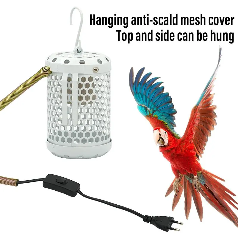 Pet Parrot Heating Lamp Shade Heater Preservation Cage Anti-Bite Anti-Scalding Reptile Warm Lights Accessories Bird Supplies