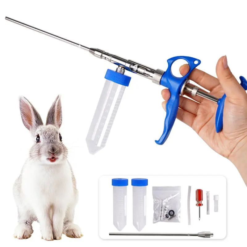 Stainless Steel Rabbit Insemination Gun 2ml Rabbit Sperm Input Devic Semen Collector Rabbit With Artificial Veterinary Tool Set