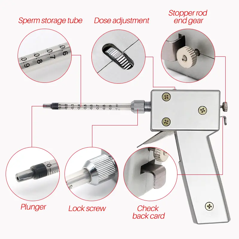 Poultry Chicken Artificial Insemination Apparatus for Poultry Chicken Birds with Continuous Insemination Gun Bird Tool Kits