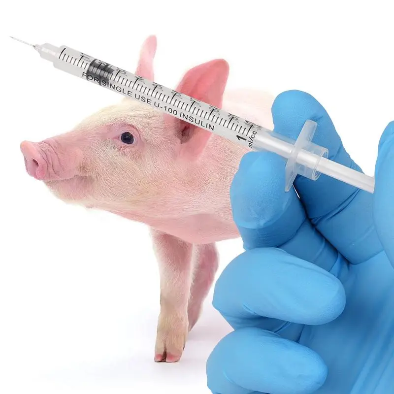 100/200Pcs Plastic Disposable Veterinary Syringe with Needles for Farm Animal Syringe Pet Cat Dog Pig Cattle Sheep Horse Chicken