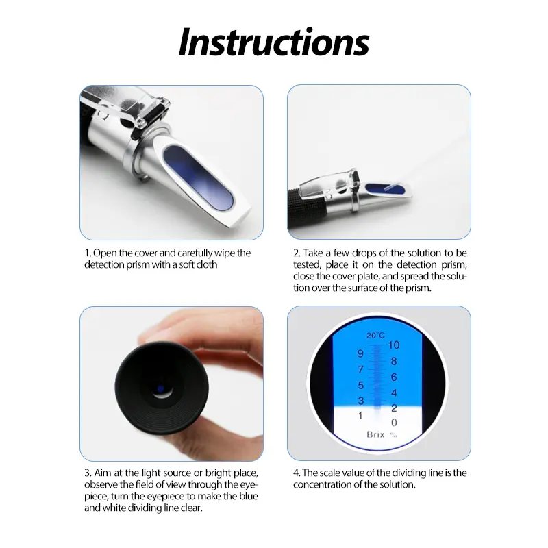 Handheld and portable Held 10-30% Water Honey Refractometer With Calibration ATC Refractometer Honey Moisture Meter With Case