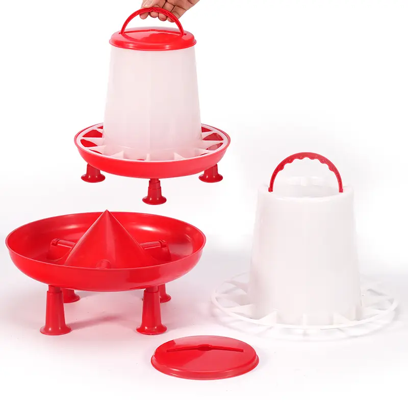 1Set Automatic Chicken Feeder Bucket with Legs Rooster Hen Feeding Device Farm Animal Poultry Quail Pigeon Feeding Supplies