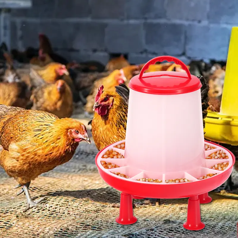 1Set Automatic Chicken Feeder Bucket with Legs Rooster Hen Feeding Device Farm Animal Poultry Quail Pigeon Feeding Supplies