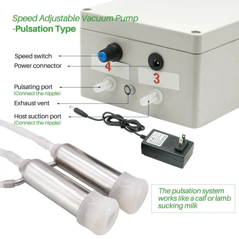 10L Cow Milk Milking Machine Goat/Sheep Pulsating Milking Machine Stainless Steel Milker Bucket With Vacuum Pump Set 220V-240V