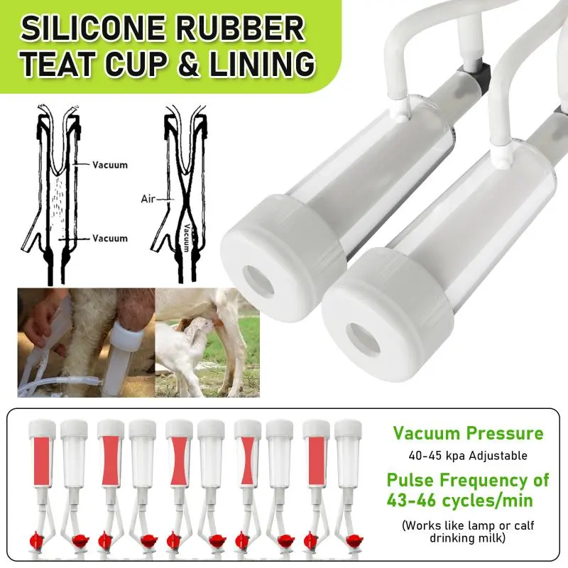 8L Sheep Ewe Milking Machine Cow Electric Integrated Milking Machine Milking Pump Stainless Steel Milk Pail Farm Breeding Tools