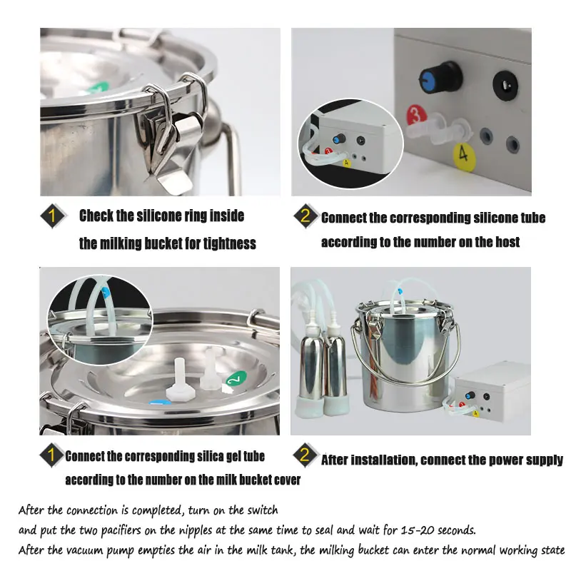 Automatic 5L Cow Milking Machine Milker Electric Pulsating for Farm Goats Sheep Vacuum Pump Bucket Farm Breeding Equipments