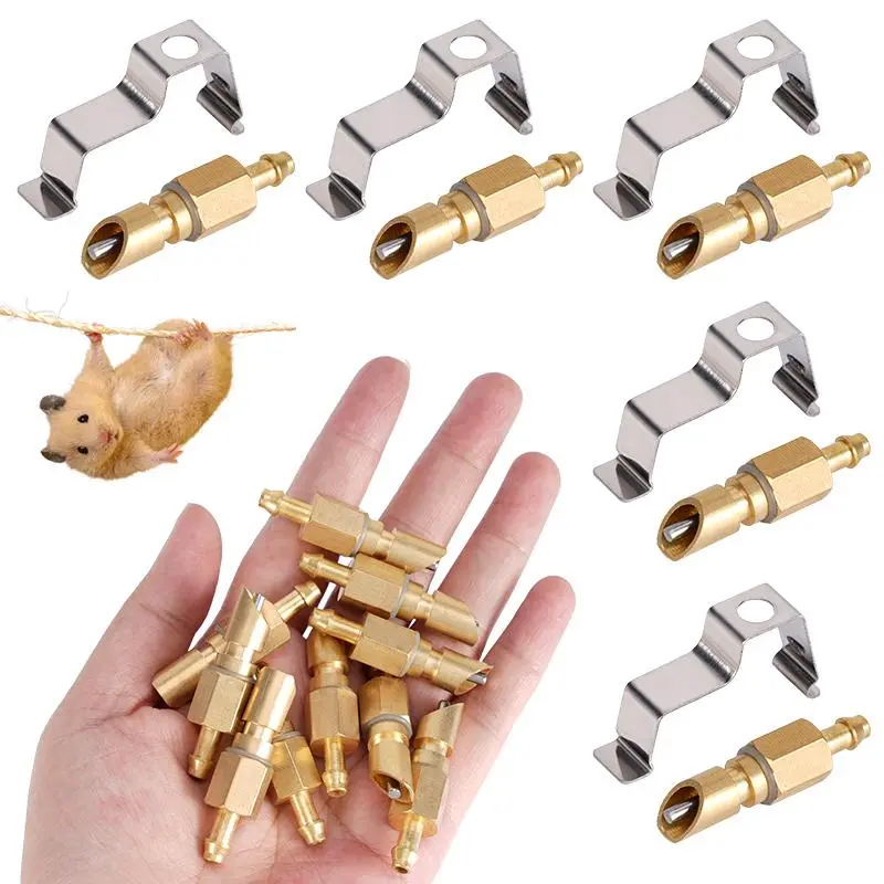50Pcs Copper Small Animals Nipple Drinker Pet Rodents Mouse Rabbit Rat Automatic Pure Copper Brass Material Nuzzle Spring Feeder