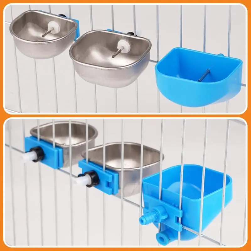 Stainless Steel Plastic Rabbit Water Bowl Farm Rabbit Automatic Water Drinker Rabbit Cage Fix Cup Mink Small Pets Drinking Bowls