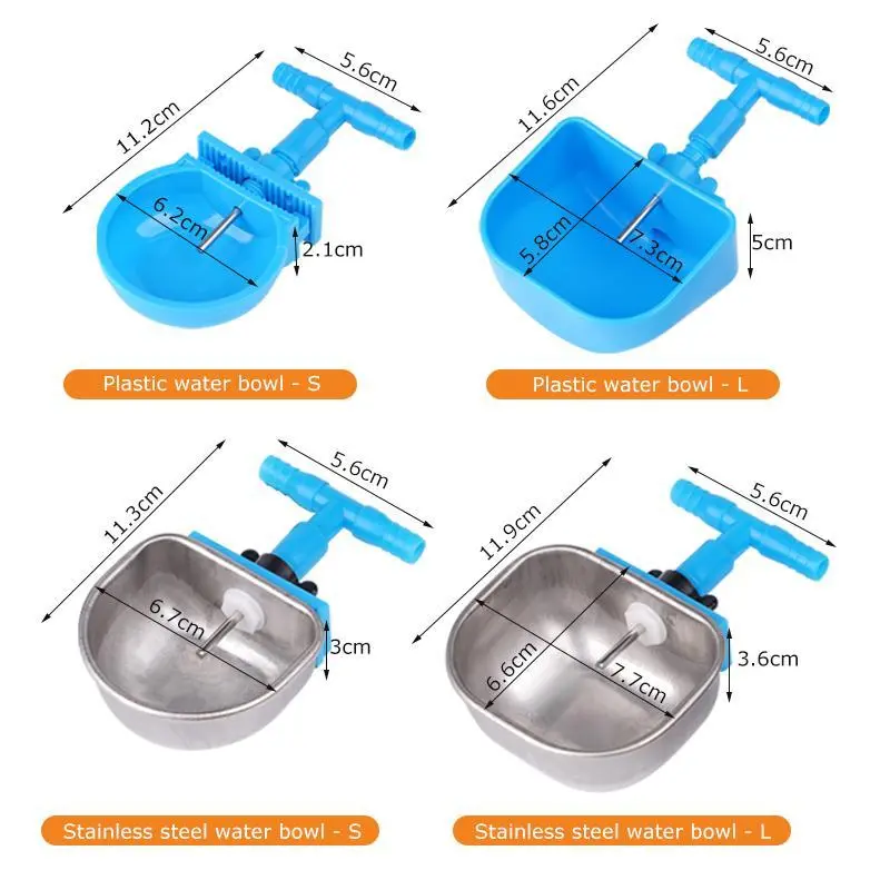 Stainless Steel Plastic Rabbit Water Bowl Farm Rabbit Automatic Water Drinker Rabbit Cage Fix Cup Mink Small Pets Drinking Bowls