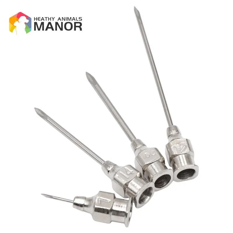 10Pcs Stainless Steel Veterinary Needle Syringe Needle Dispensing Needles Laboratory Sampling Needle Livestock Accessories