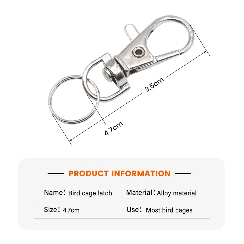 10pcs Bird Cage Lock Pet Hook Clip Door Snap Metal Hooks Lanyard Anti Escape Clips Trigger Key Accessory Clasps Parrot