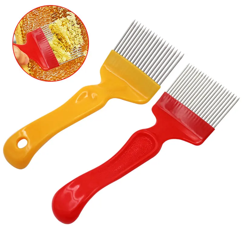 Bee Stainless Steel Honey Forks Beekeeping Tools 18 Pin Straight Needles Uncapping Forks handle HoneyHoney wax cleaning tools
