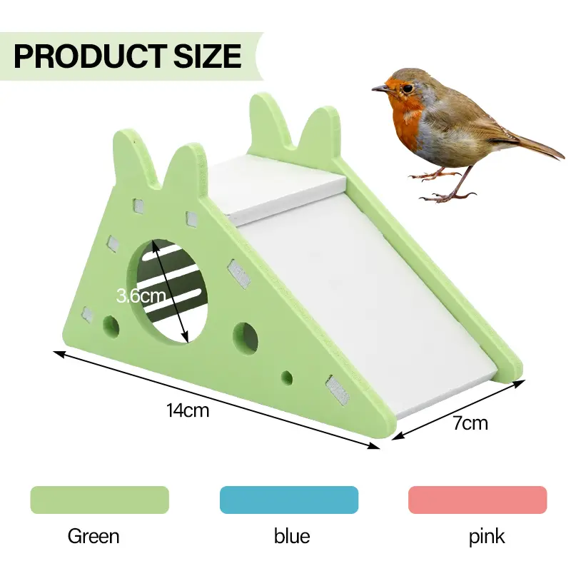 Bird Slide Toy Hamster Hideout House Parrot Cage Accessories Guinea Pig Wooden Cave Slide with Stairs Toy Small Pet Supplies