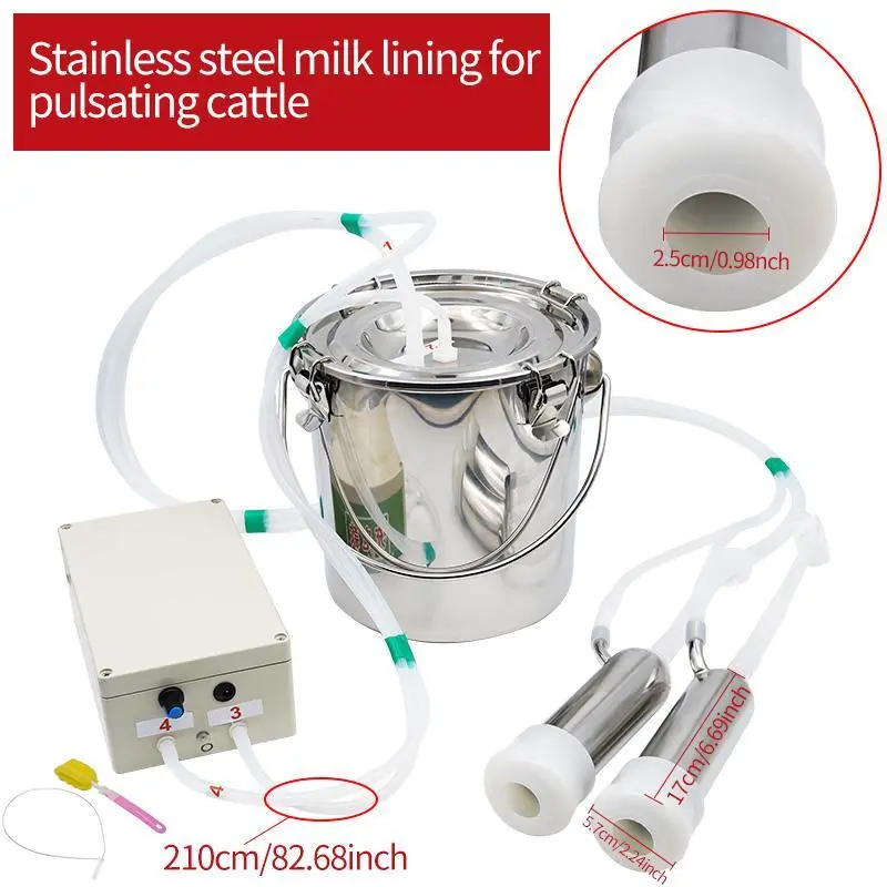 5L Cow Milking Machine Goat Sheep Milking Machine Set/Only Bucket ,Vacuum Pump Milking Supplies Farm Equipment Cow Sheep Milker