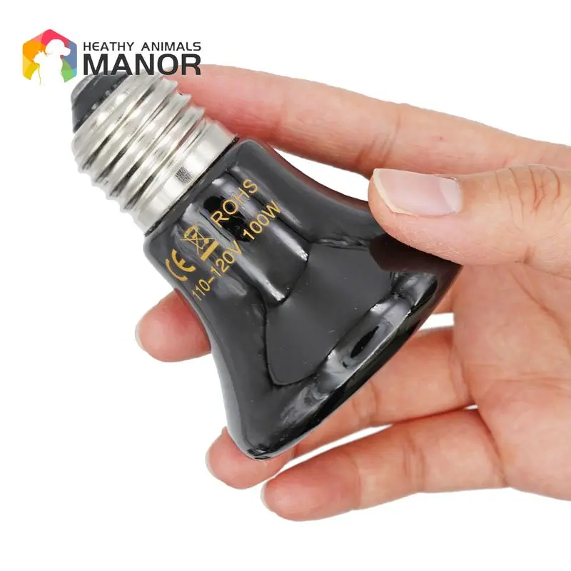 Pet Heating Lamp Lizard Tortoise Spider E27 Far Infrared Ceramic Reptiles Heater Warmer Light Bulb Brooder 25W50W75W100W 60Mm