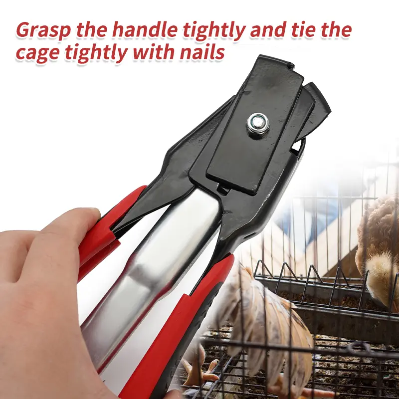 1Pliers with 1000 Nails Binding cage pliers Animal Wire Cage Clamp Chicken Bird Cage Installation Tools Fence Buckle Ring Plires