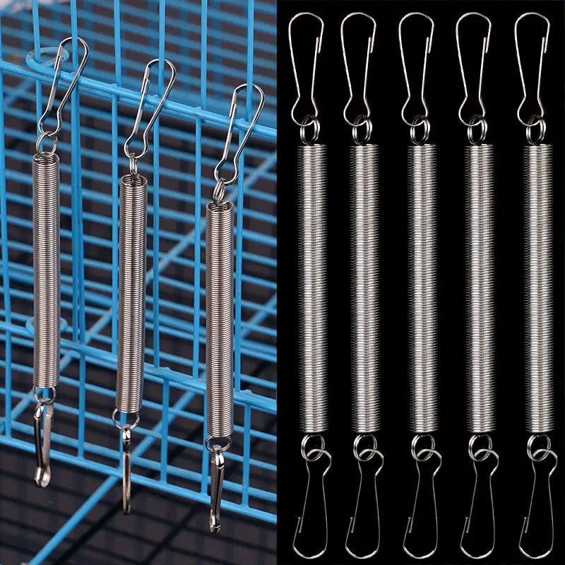 20pcs Pet Bird Cage Replacement Springs with 2 Clips Stainless Steel Spring Fastening Water Drinking Bottle for Rabbit Hamster