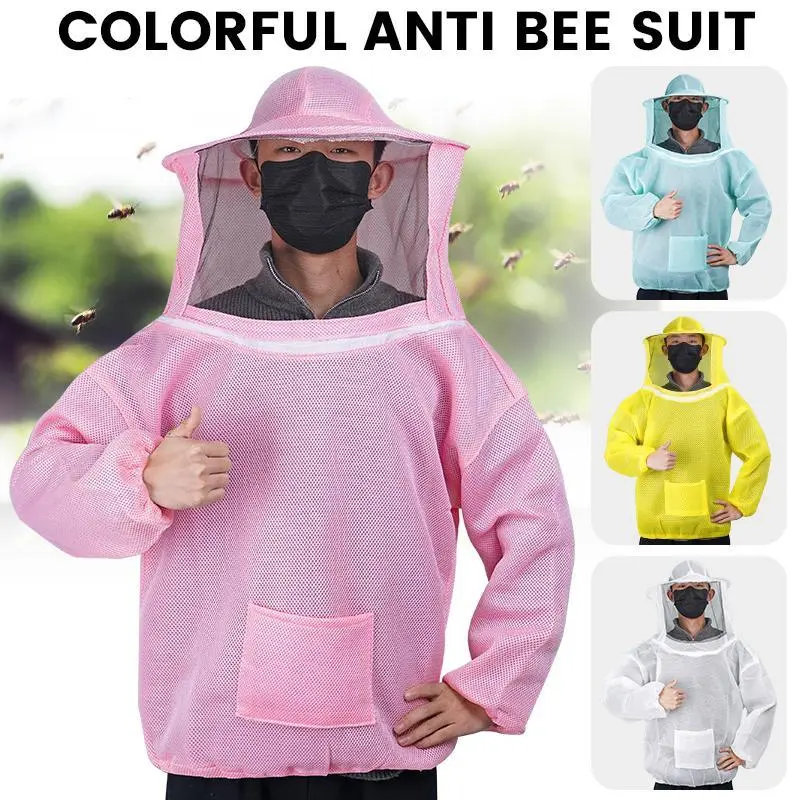 Anti Bee Suit Beekeeping Protective Hooded Jacket Veil Smock Breathable Mesh Protective Clothing Beekeeper Preventing Bee Bites