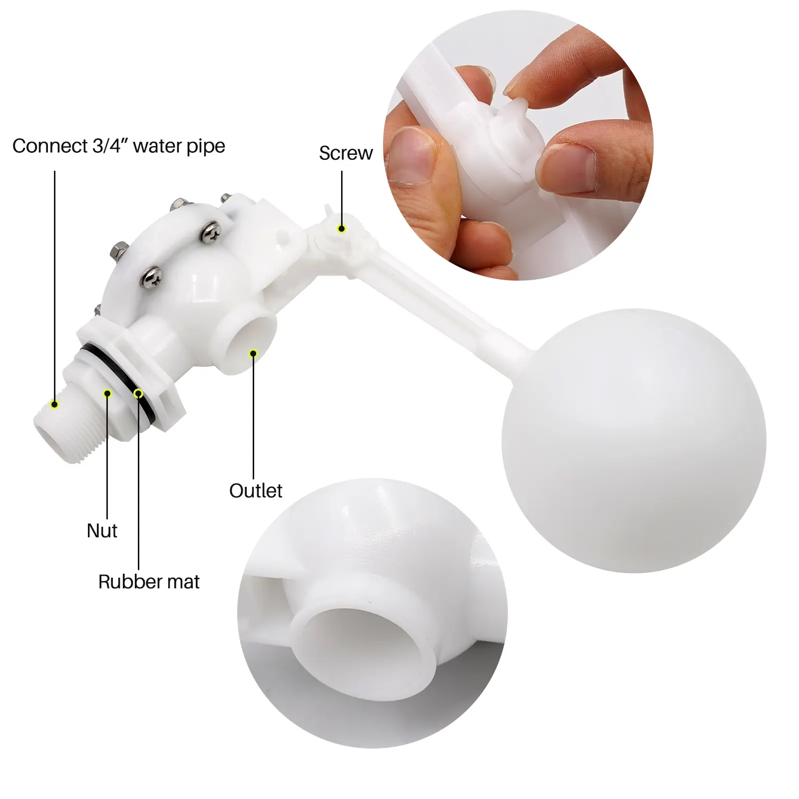 Big Float Ball Valve plastic  Valve Water Tank Liquid Level Flow Control Cistern/Expansion Tanks