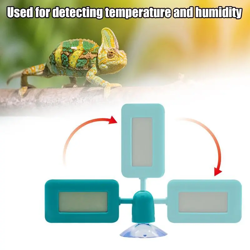 Reptile Thermometer Hygrometer 360° Rotation Suction Luminous Digital Temperature Pet Lizards Feeding Box Aquarium Temperature