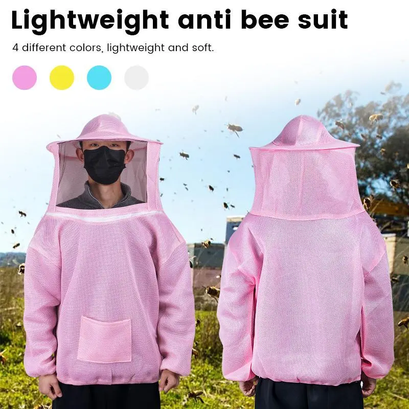 Anti Bee Suit Beekeeping Protective Hooded Jacket Veil Smock Breathable Mesh Protective Clothing Beekeeper Preventing Bee Bites