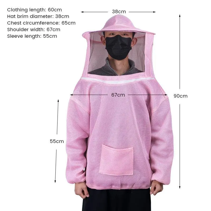 Anti Bee Suit Beekeeping Protective Hooded Jacket Veil Smock Breathable Mesh Protective Clothing Beekeeper Preventing Bee Bites