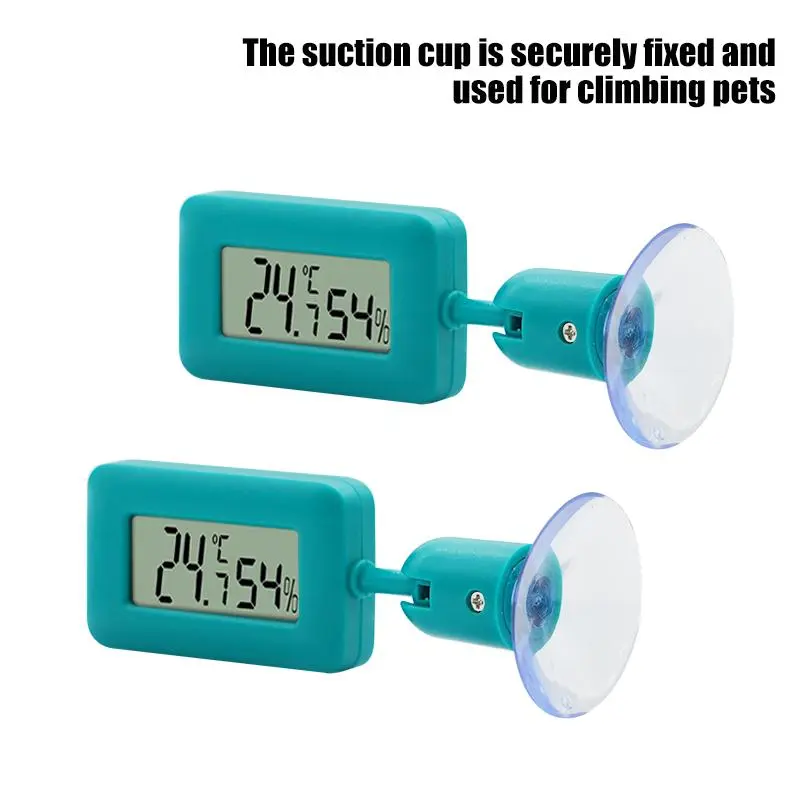 Reptile Thermometer Hygrometer 360° Rotation Suction Luminous Digital Temperature Pet Lizards Feeding Box Aquarium Temperature
