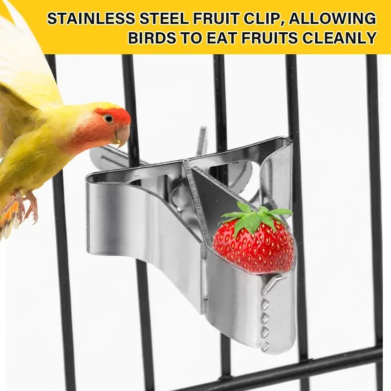 5pcs Birds Food Holder Pet Parrot Feeding Fruit Vegtable Clip Feeder Device Pin Clamp Durable Household Supplies Bird Cage
