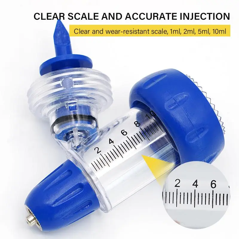 1/2/5/10Ml Automatic Veterinary Continuous Syringe Animal Adjustable Vaccine Injector Livestock Sheep Cow Injection Accessories