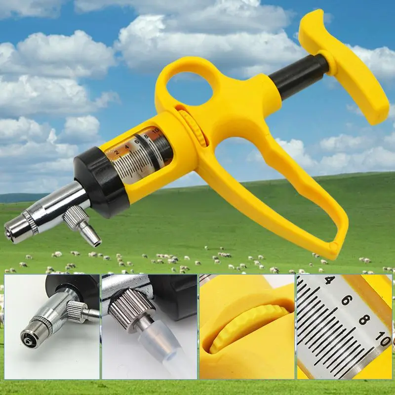 5Ml/10Ml Veterinary Drench Gun Cattle Injector Farm Animal Drug Dispenser Sheep Horse Feeding Syringe Livestock Vaccine Syringe