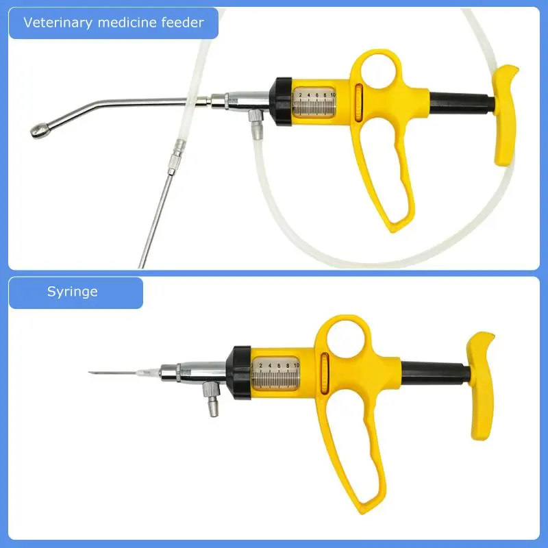 5Ml/10Ml Veterinary Drench Gun Cattle Injector Farm Animal Drug Dispenser Sheep Horse Feeding Syringe Livestock Vaccine Syringe