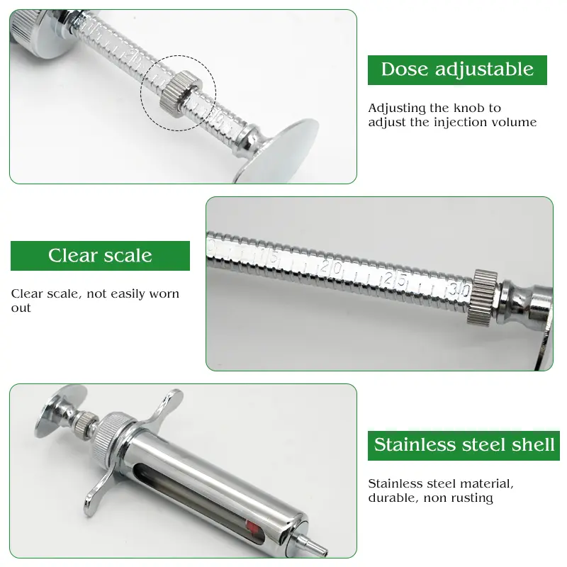 Animal Syringe for Pig Cattle Sheep Stainless Steel  Reusable Syringe Injector Vet Tools Farm Supplies Veterinary  Syringe Hypod