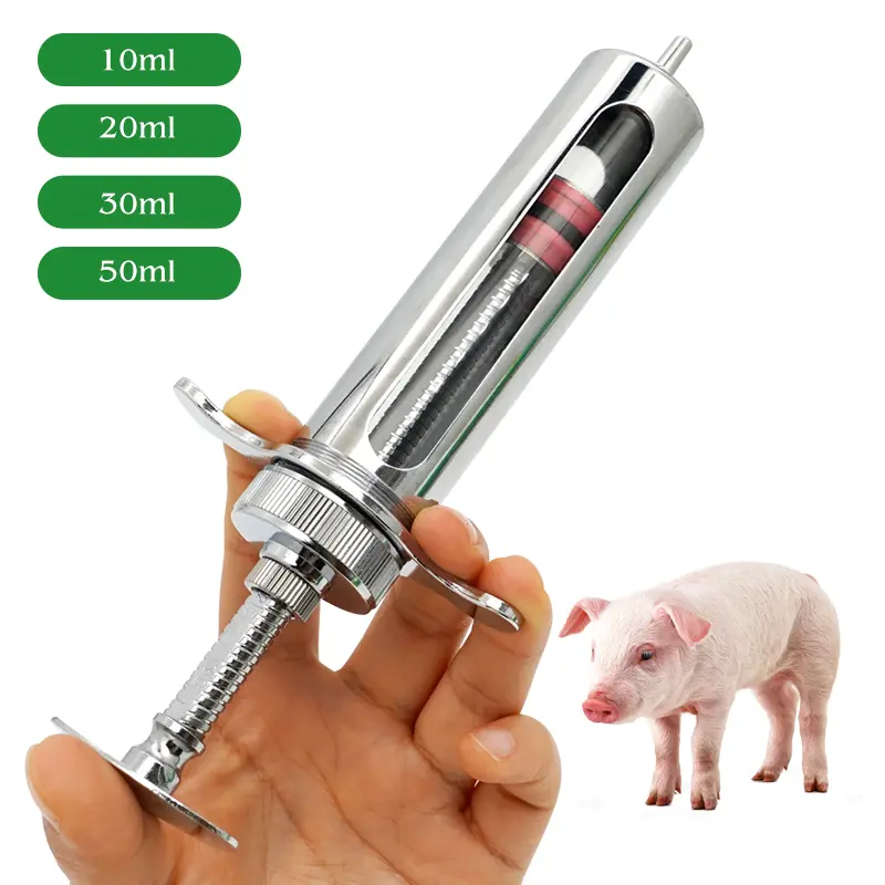 Animal Syringe for Pig Cattle Sheep Stainless Steel  Reusable Syringe Injector Vet Tools Farm Supplies Veterinary  Syringe Hypod