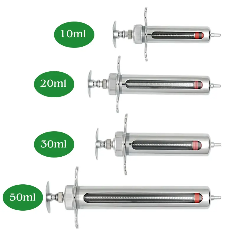 Animal Syringe for Pig Cattle Sheep Stainless Steel  Reusable Syringe Injector Vet Tools Farm Supplies Veterinary  Syringe Hypod