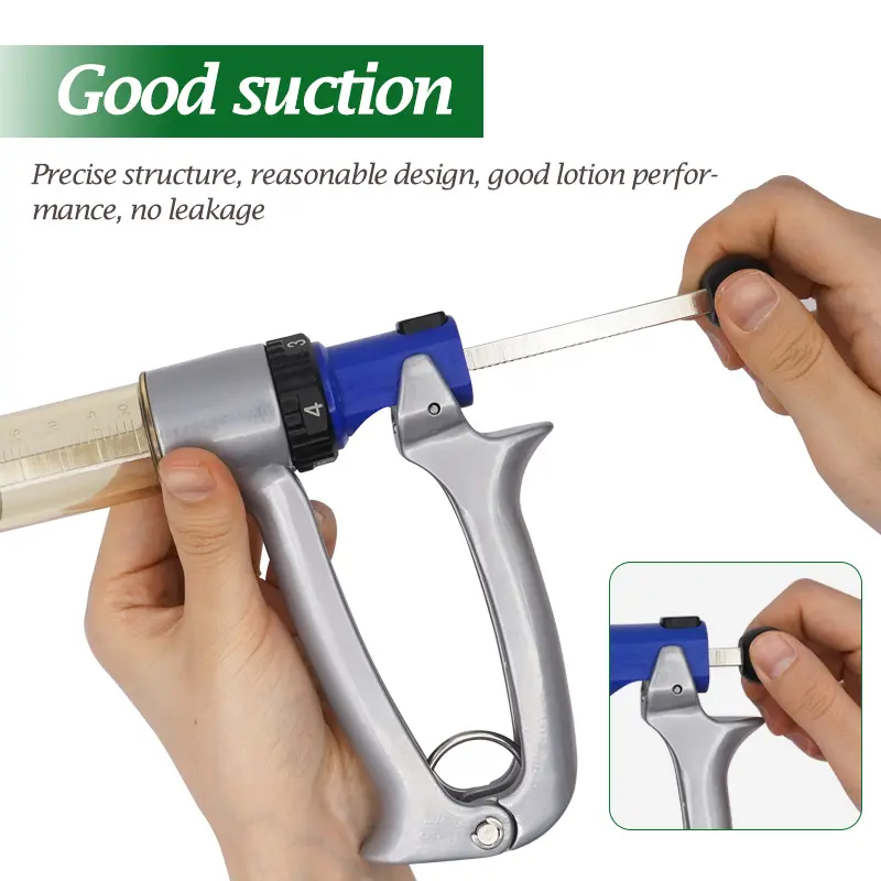 25Ml/50Ml Semi-Automatic Adjustable Continuous Syringe Vaccine Syringe for Pig Cattle Sheep Veterinary Syringe Needle