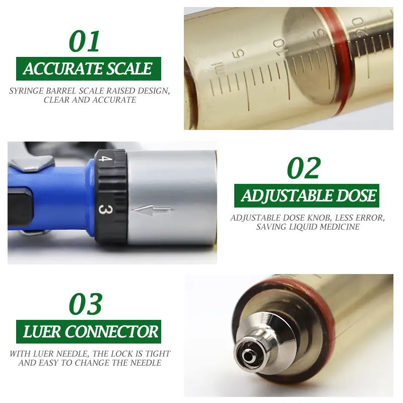 25Ml/50Ml Semi-Automatic Adjustable Continuous Syringe Vaccine Syringe for Pig Cattle Sheep Veterinary Syringe Needle